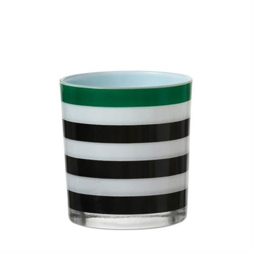 Green with Black Stripes Votive Holder