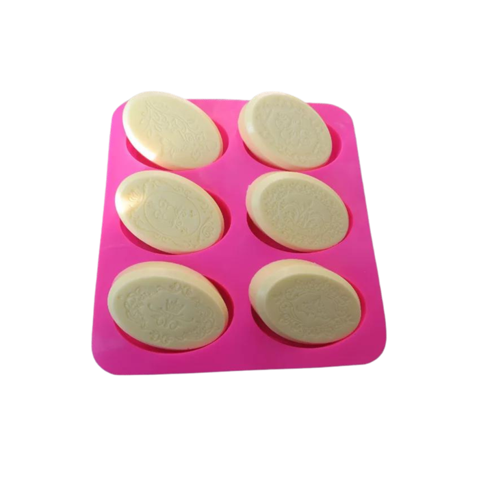Mixed Patterns Oval Shape Soap Mould 6 Bars